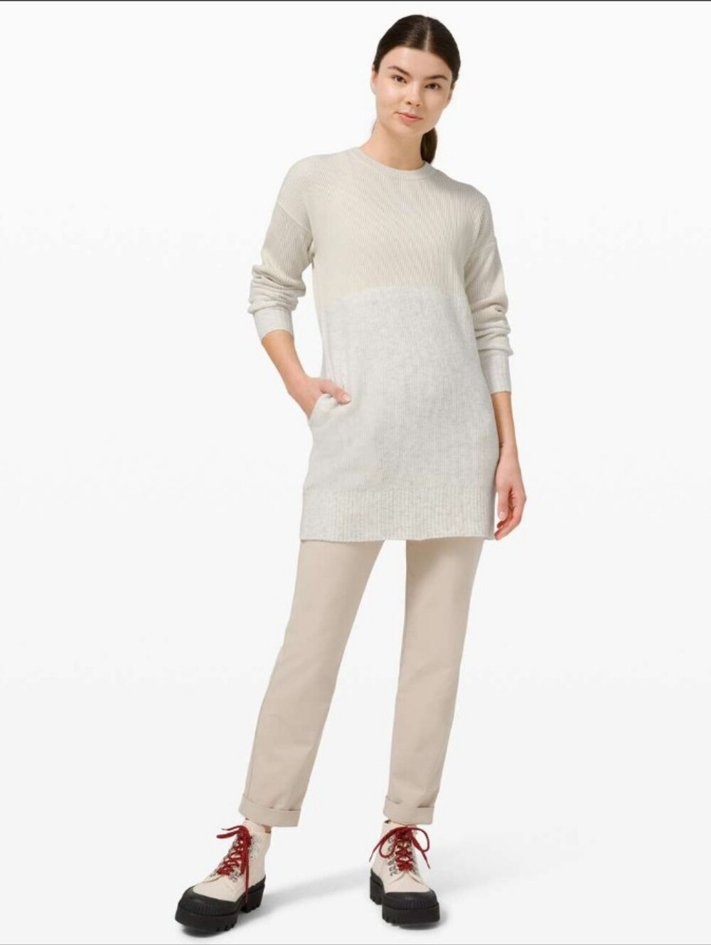 Lululemon Restful Intention Sweater Heathered Light Ivory Tunic Cloud Dancer 10